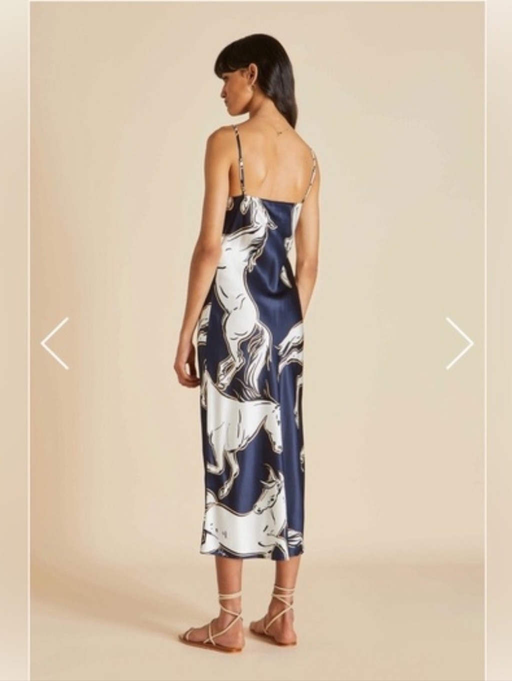 Olivia Von Halle Navy Horse-Print Slip Dress — image 3 of 6